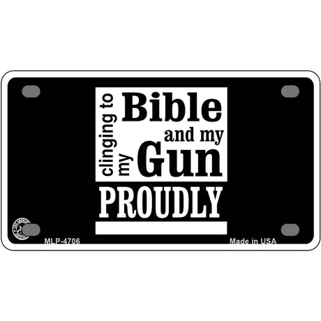 My Bible And My Gun Metal Novelty License Plate 4" x 2.2" (MLP)