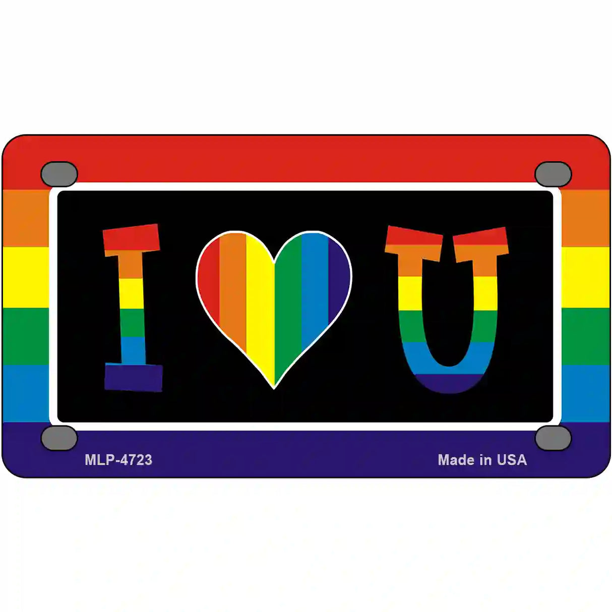 I Love U Metal Novelty License Plate 4" x 2.2" (MLP)