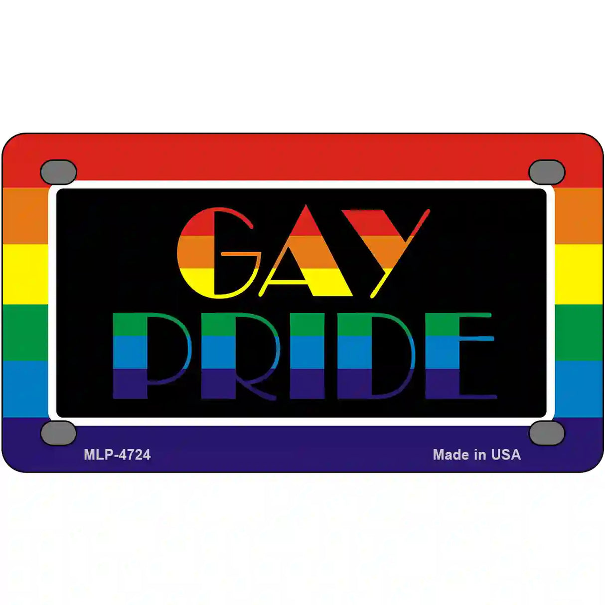 Gay Pride Metal Novelty License Plate 4" x 2.2" (MLP)