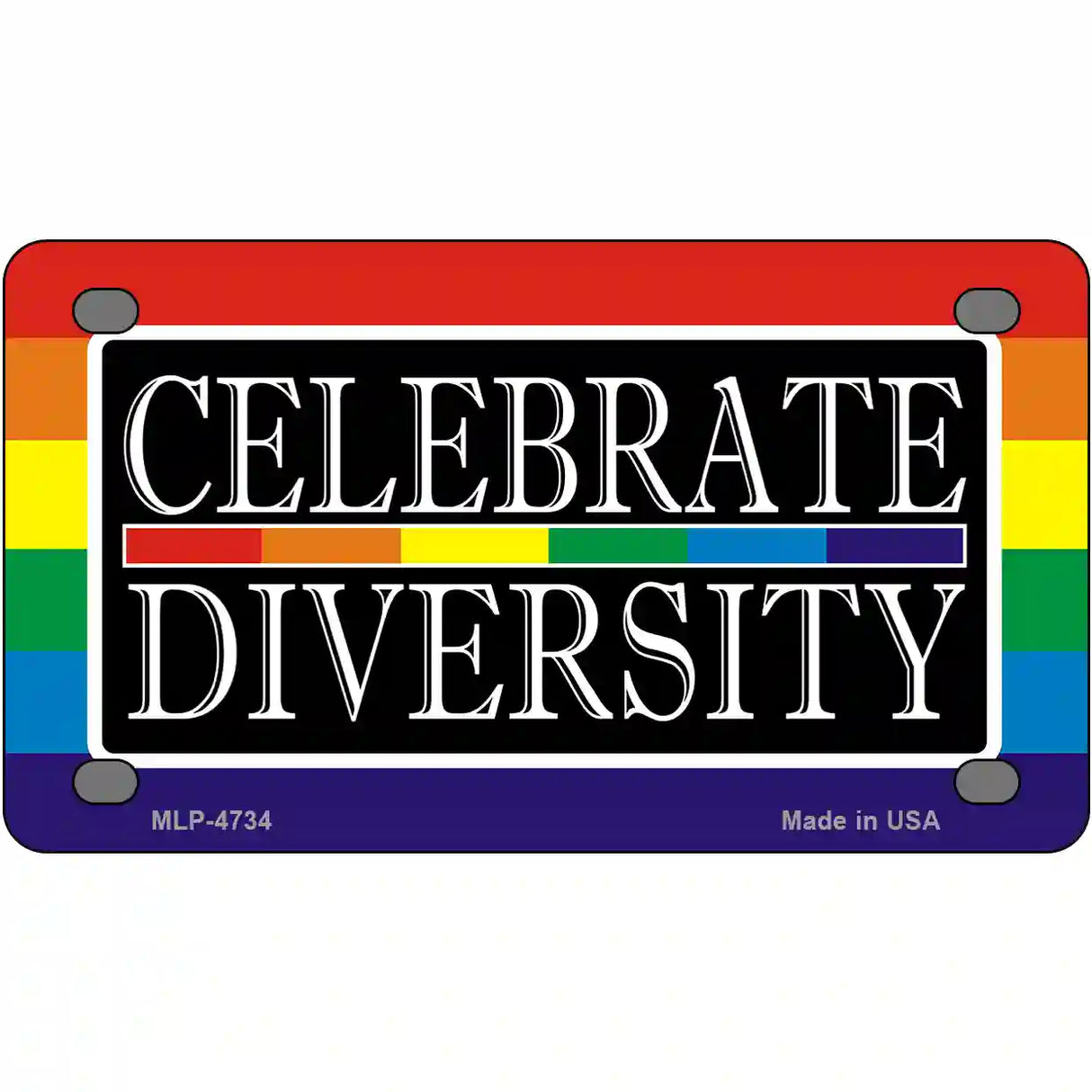 Celebrate Diversity Metal Novelty License Plate 4" x 2.2" (MLP)