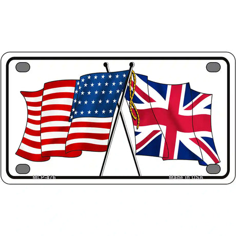 United States Britain Crossed Flags Novelty License Plate 4" x 2.2" (MLP)