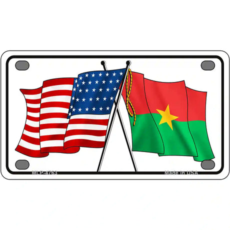 United States Burkina Faso Crossed Flags Metal Novelty License Plate Sign 4" x 2.2" (MLP)