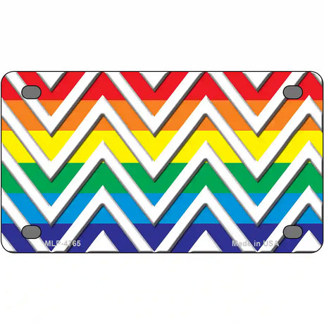 Rainbow White Chevron Metal Novelty License Plate 4" x 2.2" (MLP)