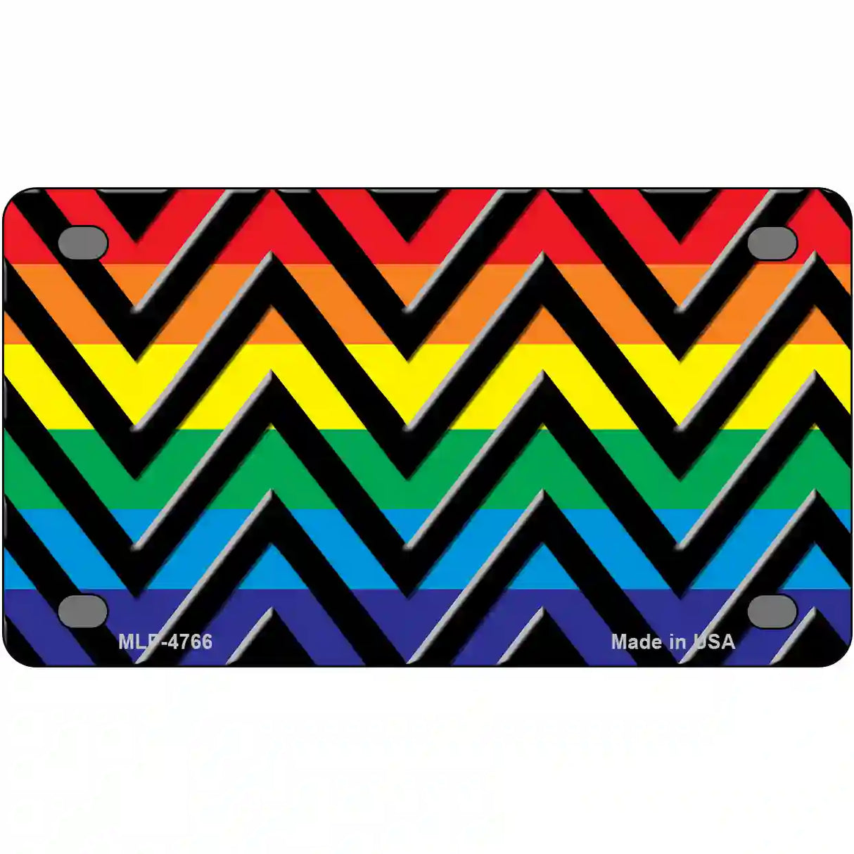 Rainbow Black Chevron Metal Novelty License Plate 4" x 2.2" (MLP)