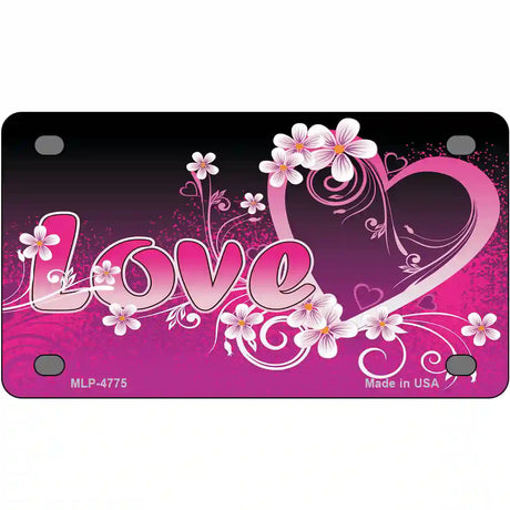 Love Heart And Flowers Metal Novelty License Plate 4" x 2.2" (MLP)