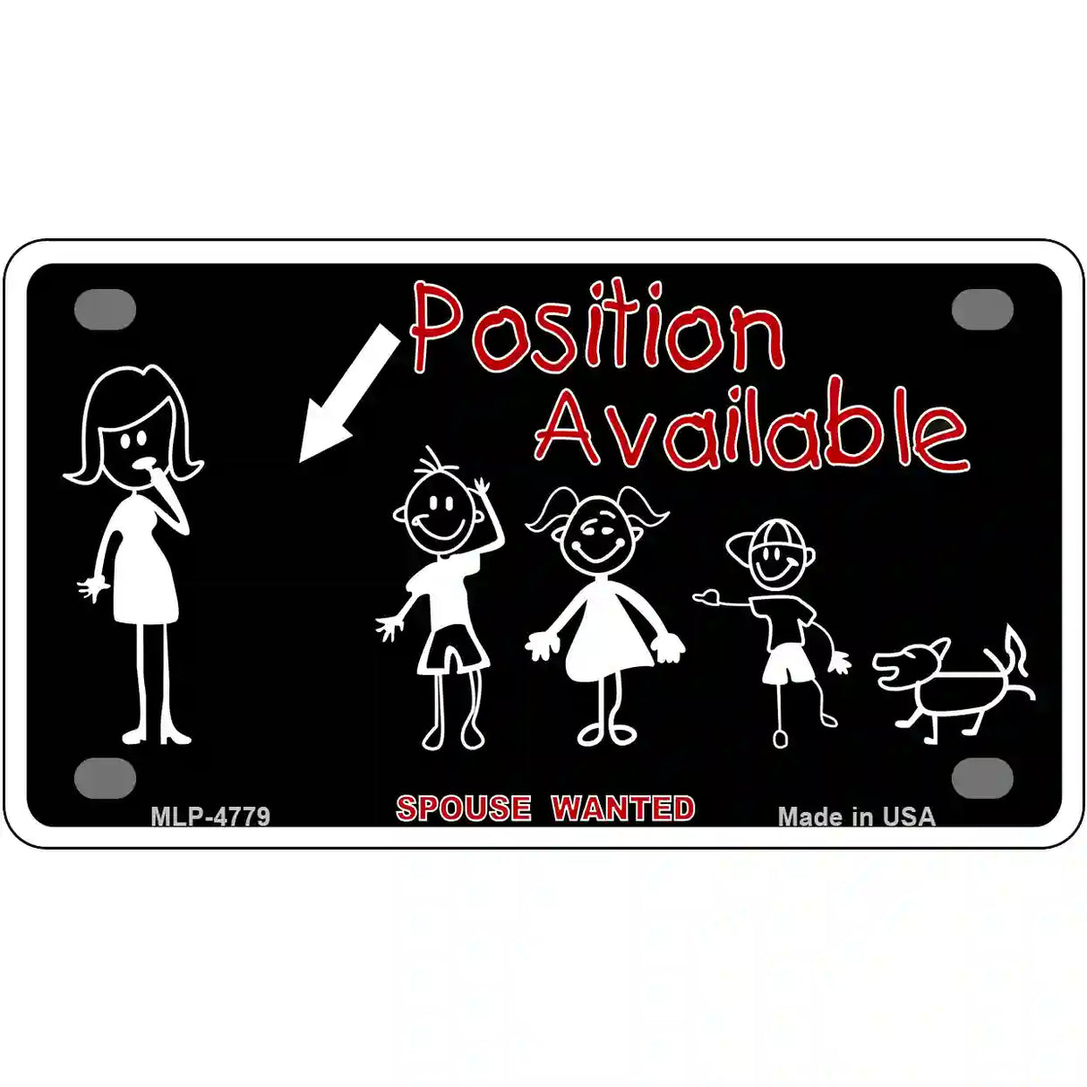 Position Available Male Metal Novelty License Plate 4" x 2.2" (MLP)