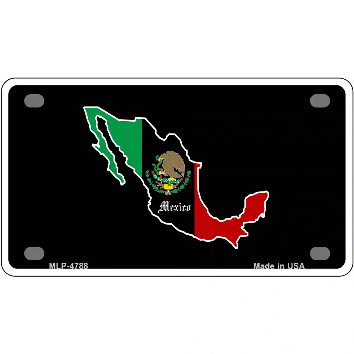 Mexico Outline with Flag Metal Novelty License Plate 4" x 2.2" (MLP)