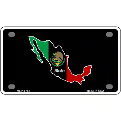 Mexico Outline with Flag Metal Novelty License Plate 4" x 2.2" (MLP)