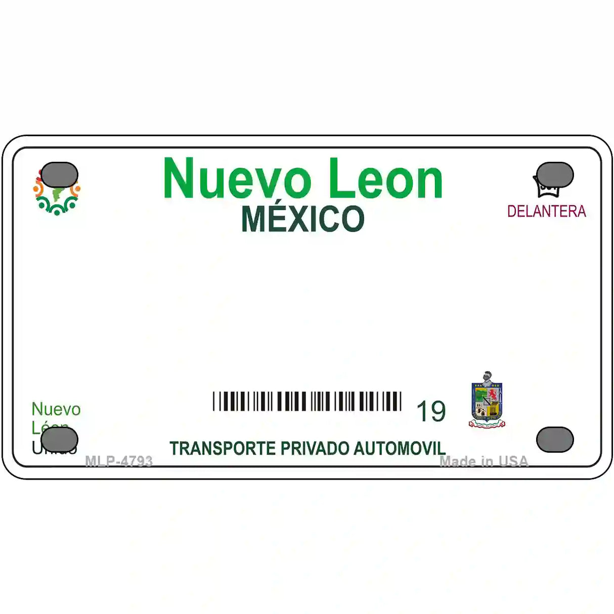 Nuevo Leon Mexico Novelty Metal License Plate 4" x 2.2" (MLP)