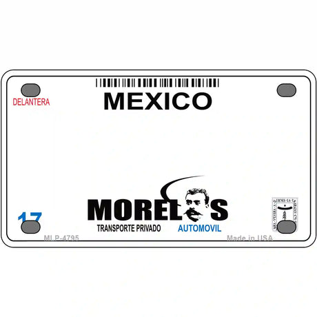 Morelos Mexico Novelty Metal License Plate 4" x 2.2" (MLP)