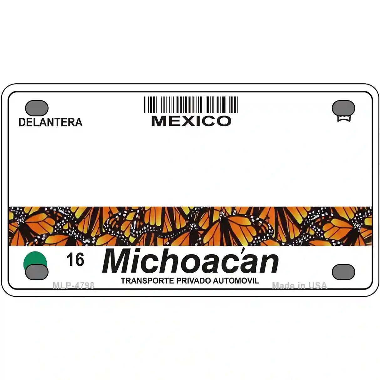 Michoacan Mexico Novelty Metal License Plate 4" x 2.2" (MLP)