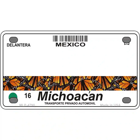 Michoacan Mexico Novelty Metal License Plate 4" x 2.2" (MLP)