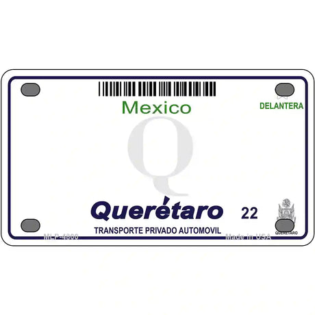 Queretaro Mexico Novelty Metal License Plate 4" x 2.2" (MLP)