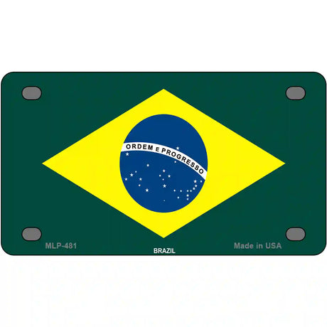 Brazil Flag Metal Novelty License Plate 4" x 2.2" (MLP)