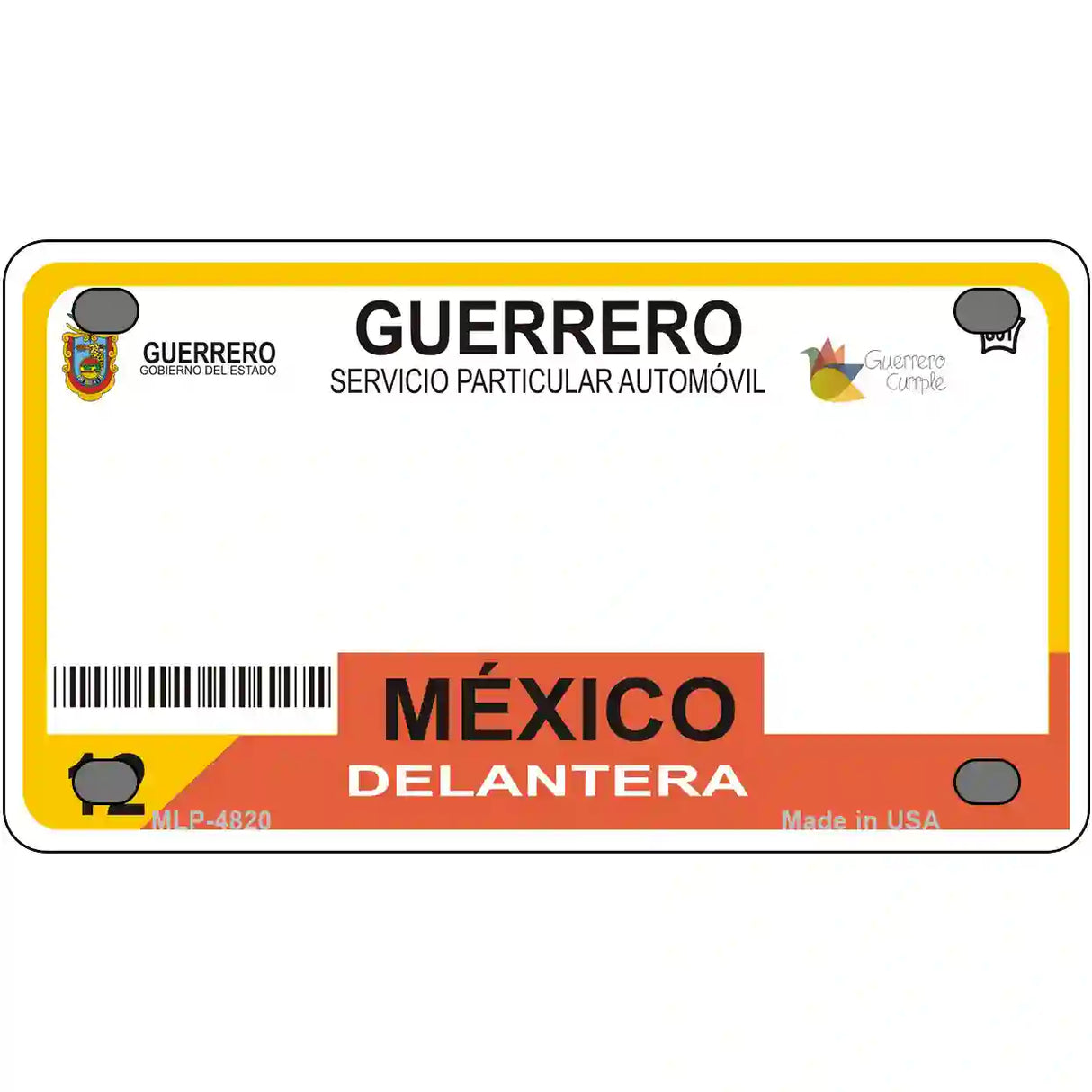 Guerrero Mexico Novelty Metal License Plate 4" x 2.2" (MLP)