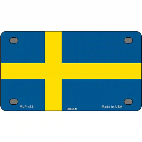 Sweden Flag Metal Novelty License Plate 4" x 2.2" (MLP)