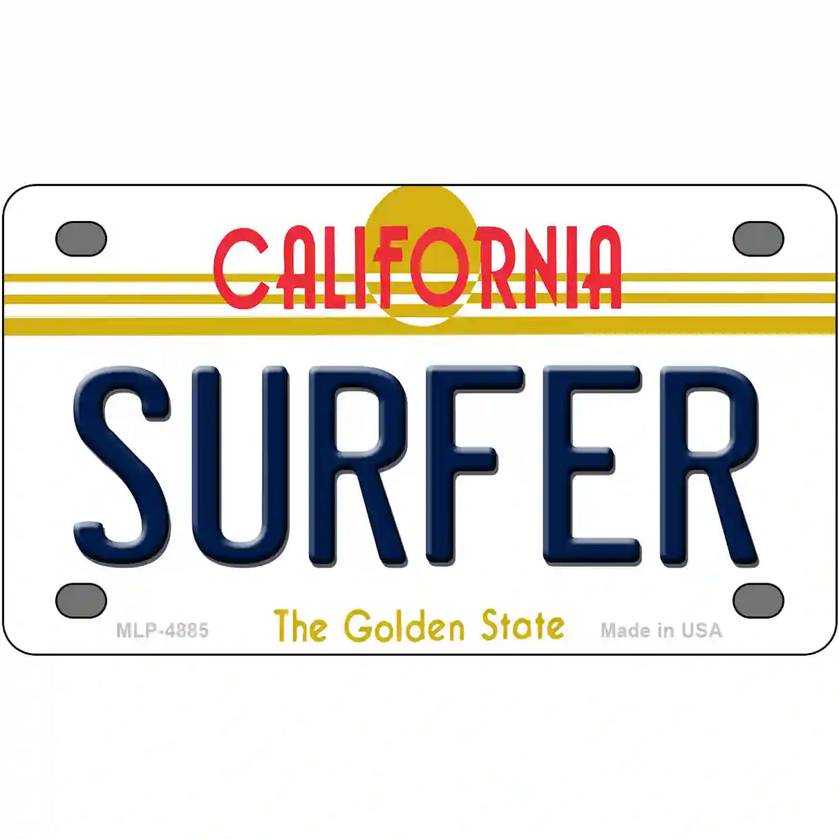 Surfer California Novelty Metal License Plate 4" x 2.2" (MLP)