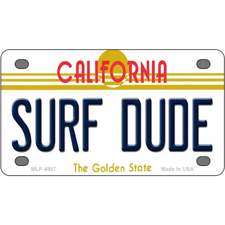 Surf Dude California Novelty Metal License Plate 4" x 2.2" (MLP)