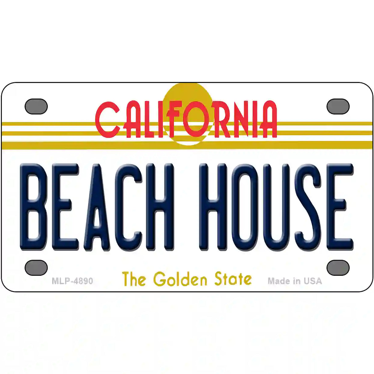 Beach House California Novelty Metal License Plate 4" x 2.2" (MLP)