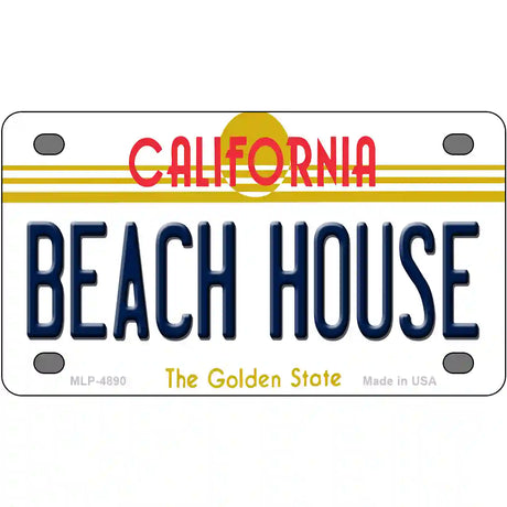 Beach House California Novelty Metal License Plate 4" x 2.2" (MLP)