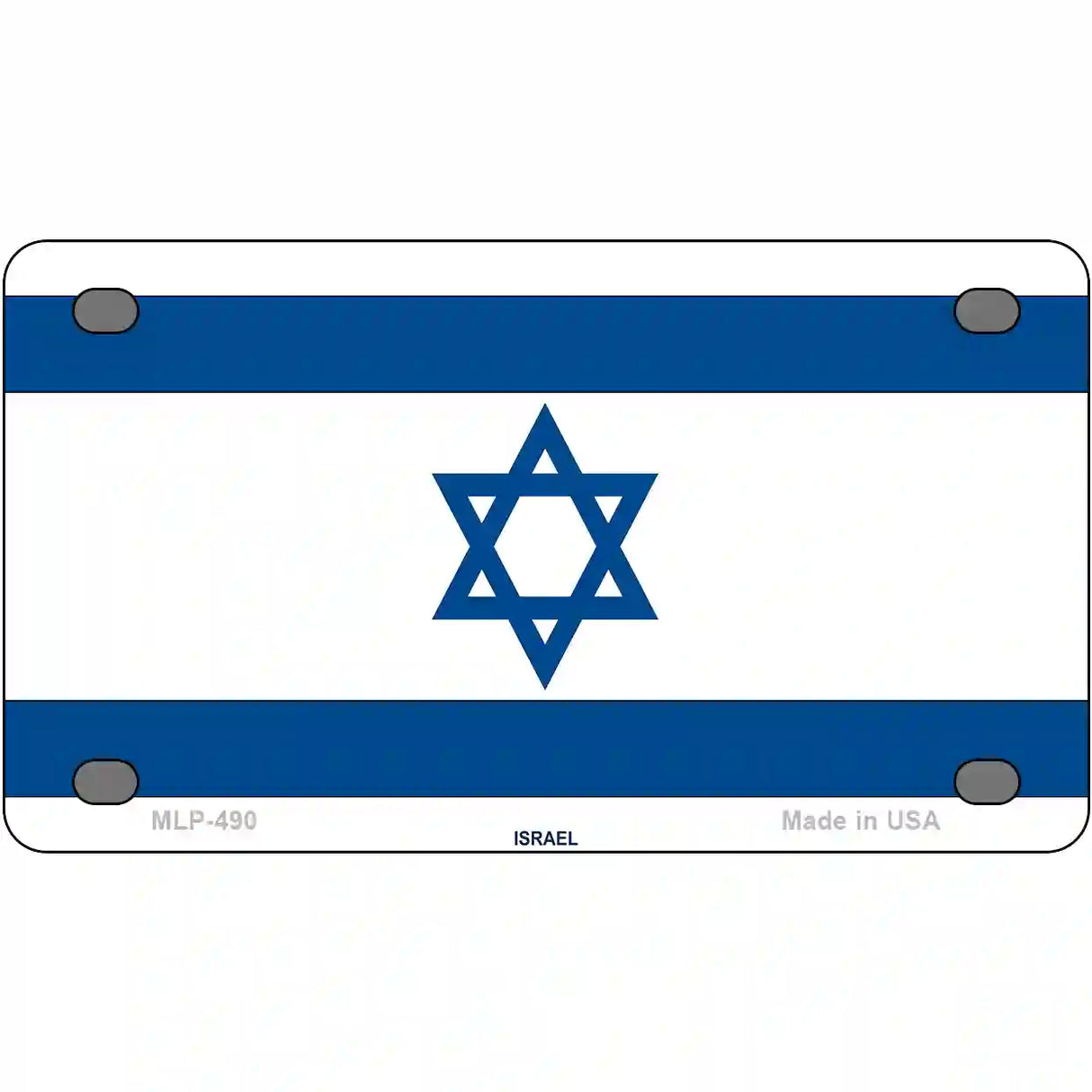 Israel Flag Metal Novelty License Plate 4" x 2.2" (MLP)