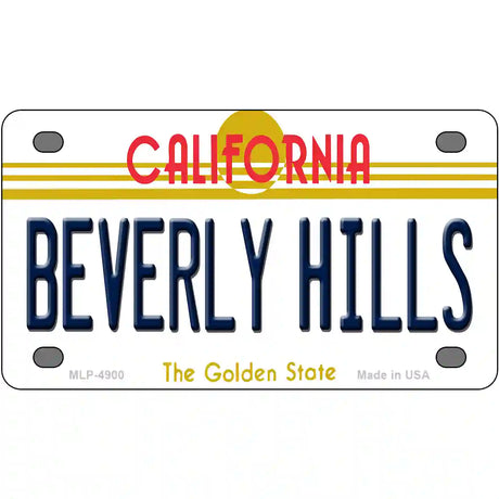 Beverly Hills California Novelty Metal License Plate 4" x 2.2" (MLP)