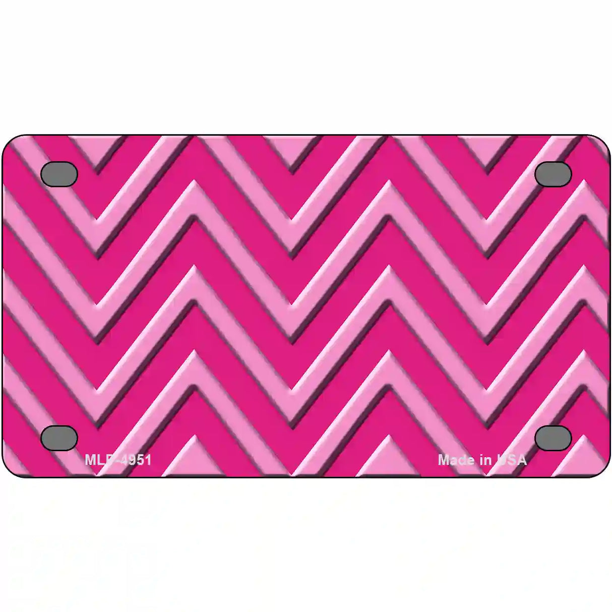 Pink Light Pink Chevron Metal Novelty License Plate 4" x 2.2" (MLP)