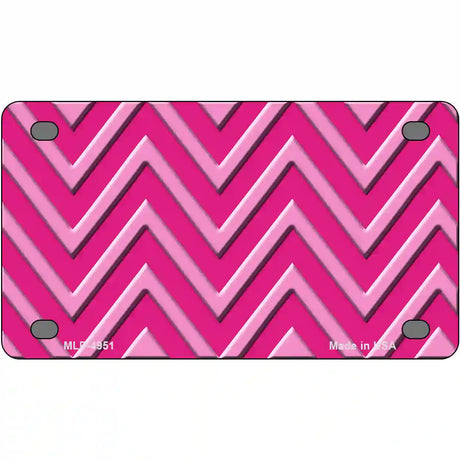 Pink Light Pink Chevron Metal Novelty License Plate 4" x 2.2" (MLP)