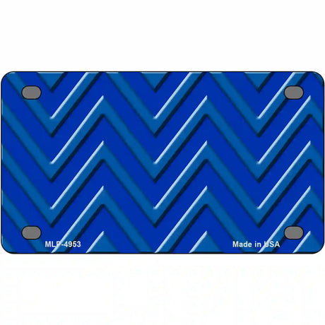 Blue Light Blue Chevron Metal Novelty License Plate 4" x 2.2" (MLP)