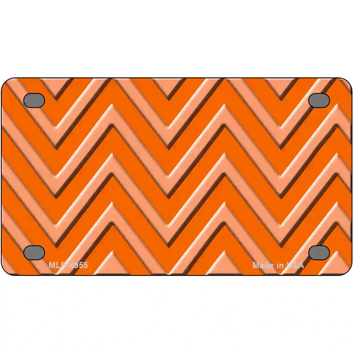 Orange Light Orange Chevron Metal Novelty License Plate 4" x 2.2" (MLP)