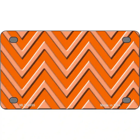 Orange Light Orange Chevron Metal Novelty License Plate 4" x 2.2" (MLP)