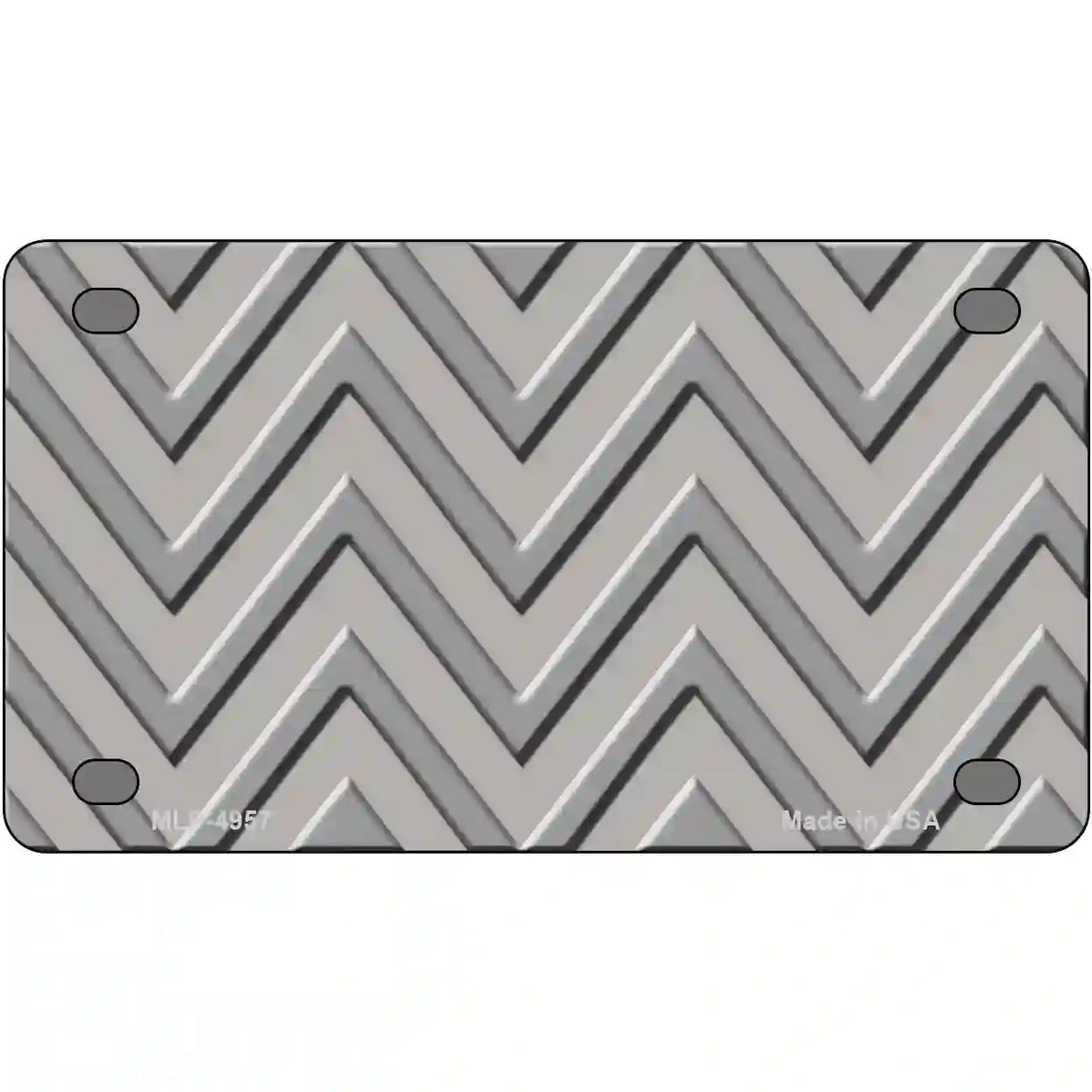 Grey Light Grey Chevron Metal Novelty License Plate 4" x 2.2" (MLP)