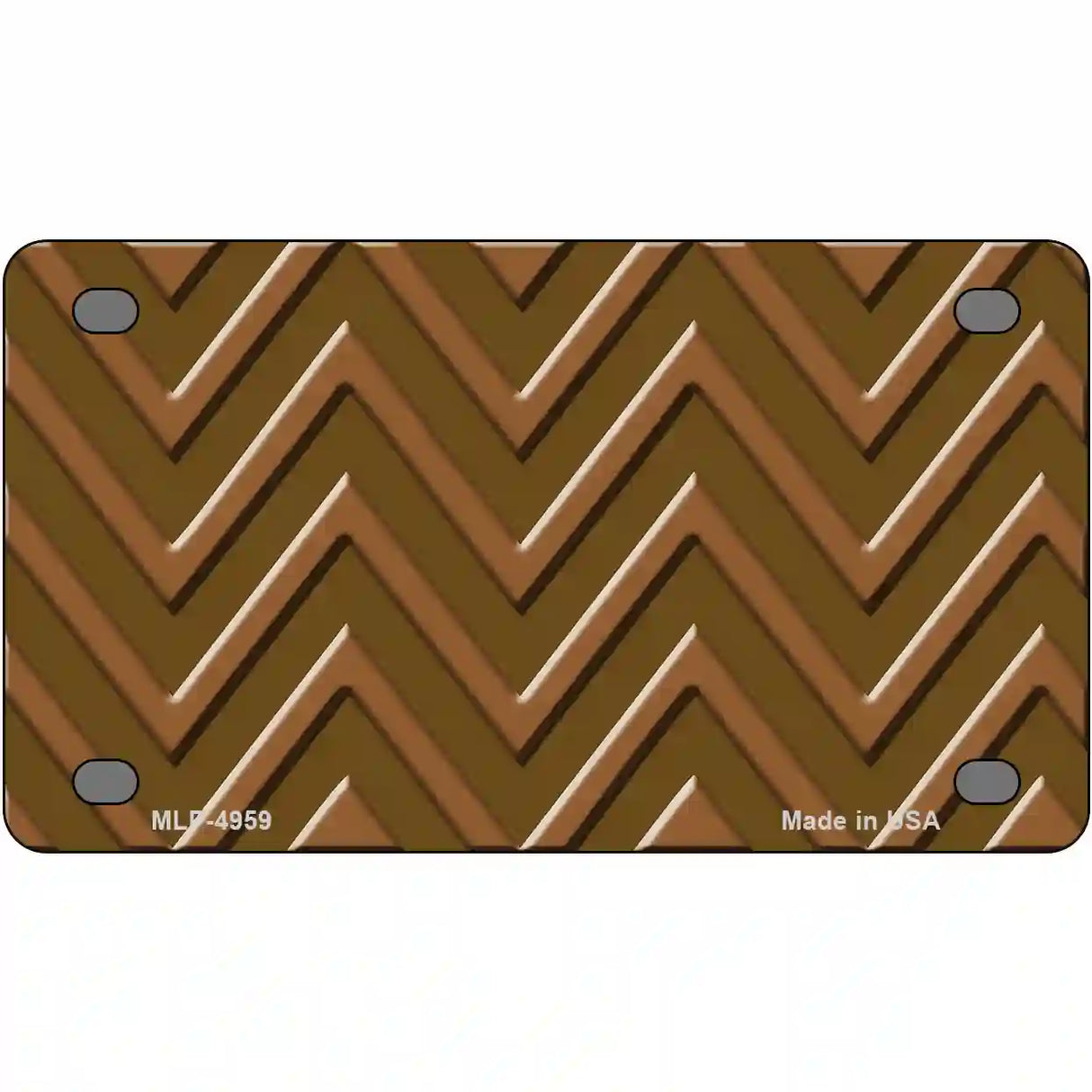 Brown Light Brown Chevron Metal Novelty License Plate 4" x 2.2" (MLP)