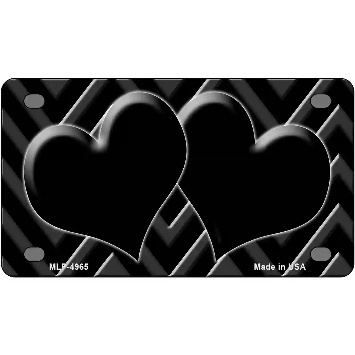 Black Light Black Chevon Heart Center Metal Novelty License Plate 4" x 2.2" (MLP)