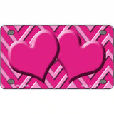 Pink Light Pink Heart Chevron Metal Novelty License Plate 4" x 2.2" (MLP)