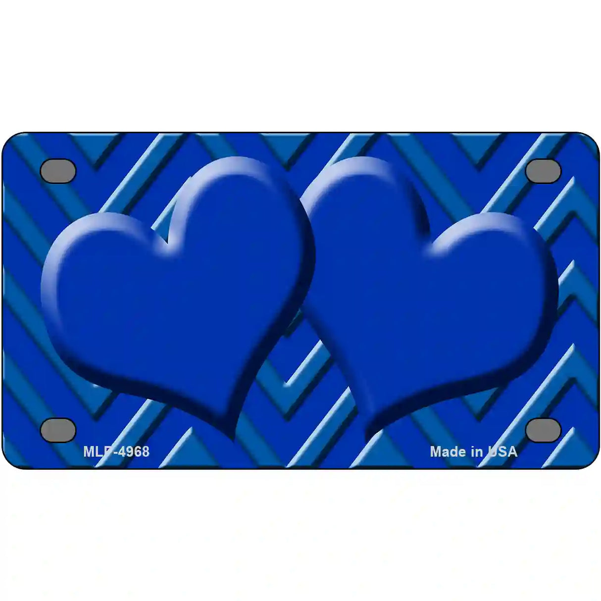 Blue Light Blue Heart Chevron Metal Novelty License Plate 4" x 2.2" (MLP)