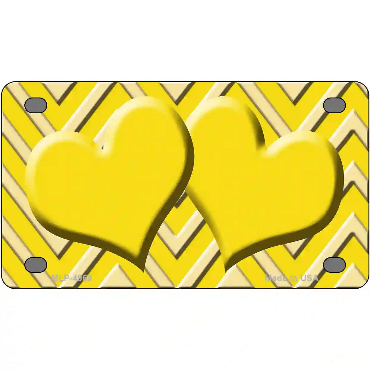 Yellow Light Yellow Heart Chevron Metal Novelty License Plate 4" x 2.2" (MLP)