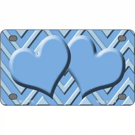 Light Blue Lighter Blue Heart Chevron Metal Novelty License Plate 4" x 2.2" (MLP)