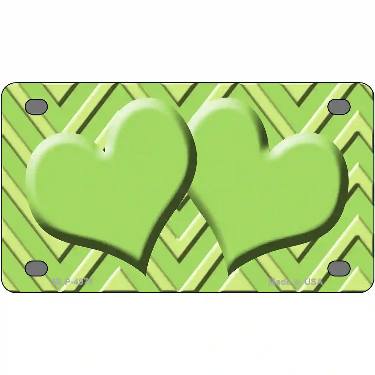 Lime Green Lighter Lime Green Heart Chevron Metal Novelty License Plate 4" x 2.2" (MLP)