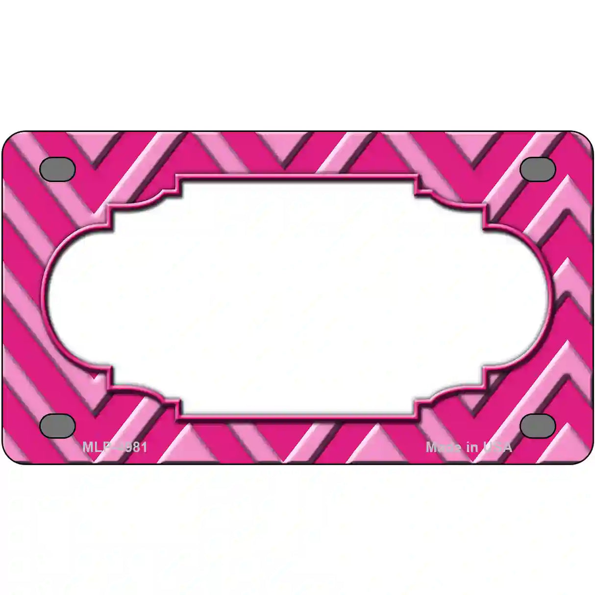 Pink Light Pink Scallop Chevron Metal Novelty License Plate 4" x 2.2" (MLP)