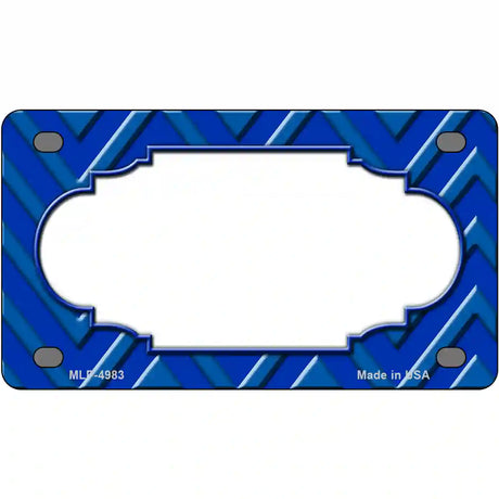 Blue Light Blue Scallop Chevron Metal Novelty License Plate 4" x 2.2" (MLP)