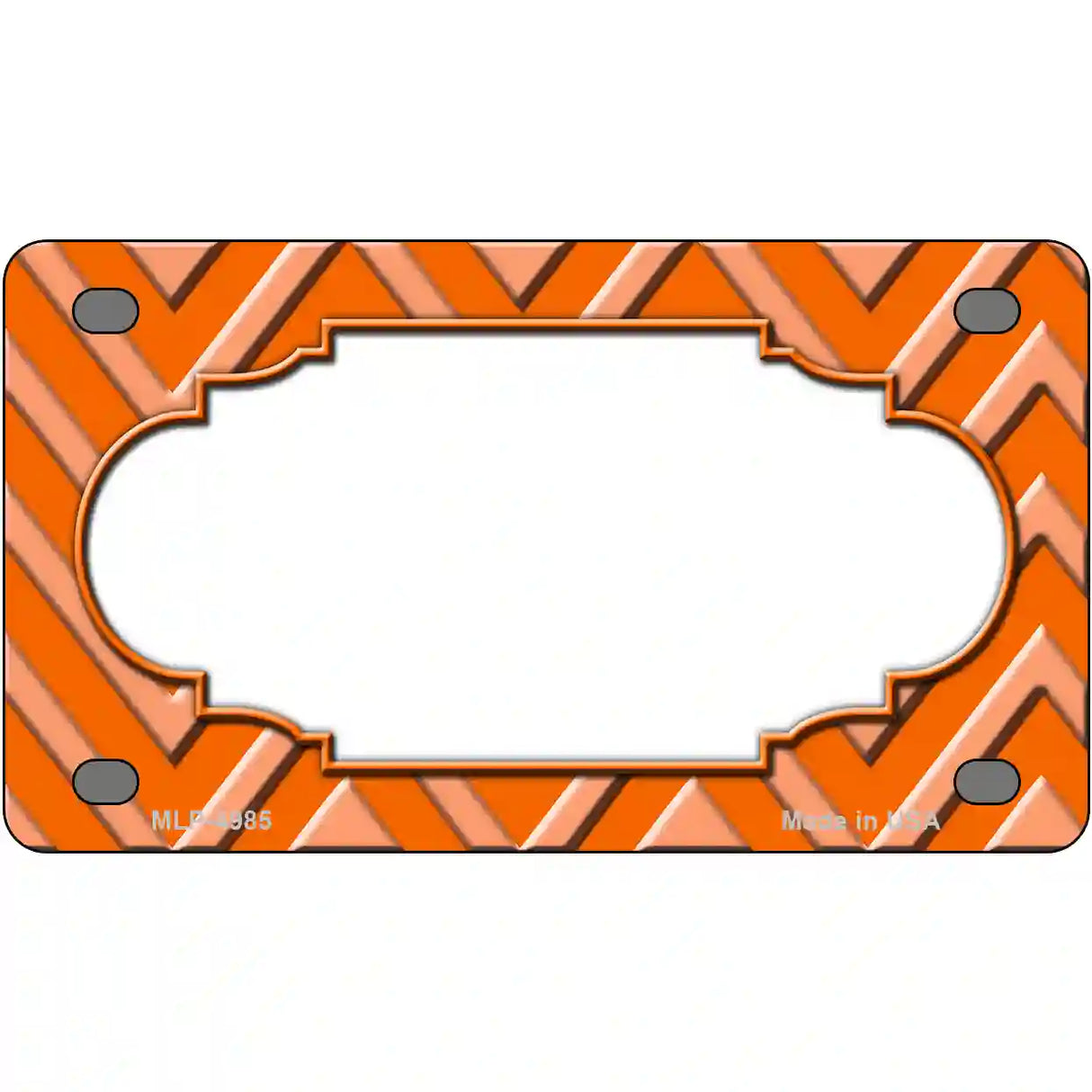 Orange Light Orange Scallop Chevron Metal Novelty License Plate 4" x 2.2" (MLP)