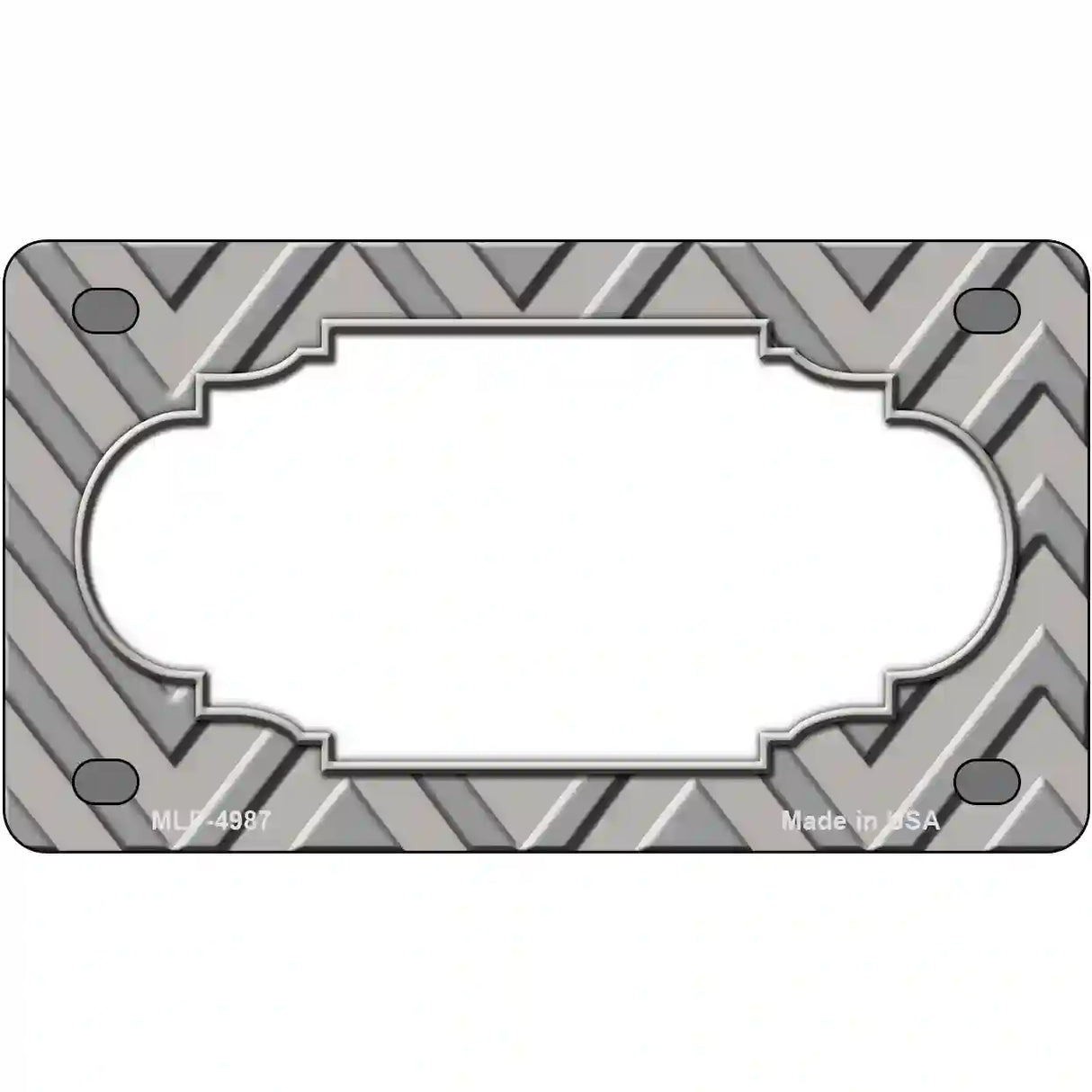 Grey Light Grey Scallop Chevron Metal Novelty License Plate 4" x 2.2" (MLP)