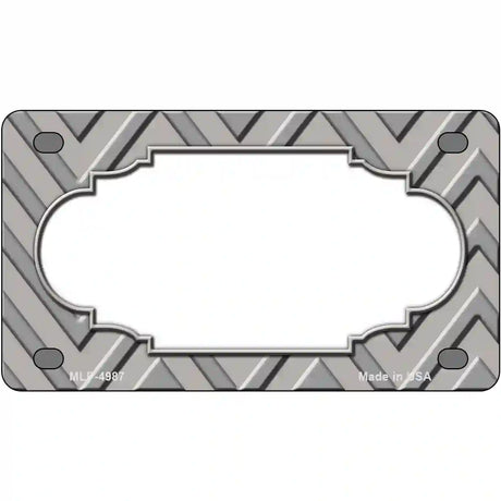 Grey Light Grey Scallop Chevron Metal Novelty License Plate 4" x 2.2" (MLP)