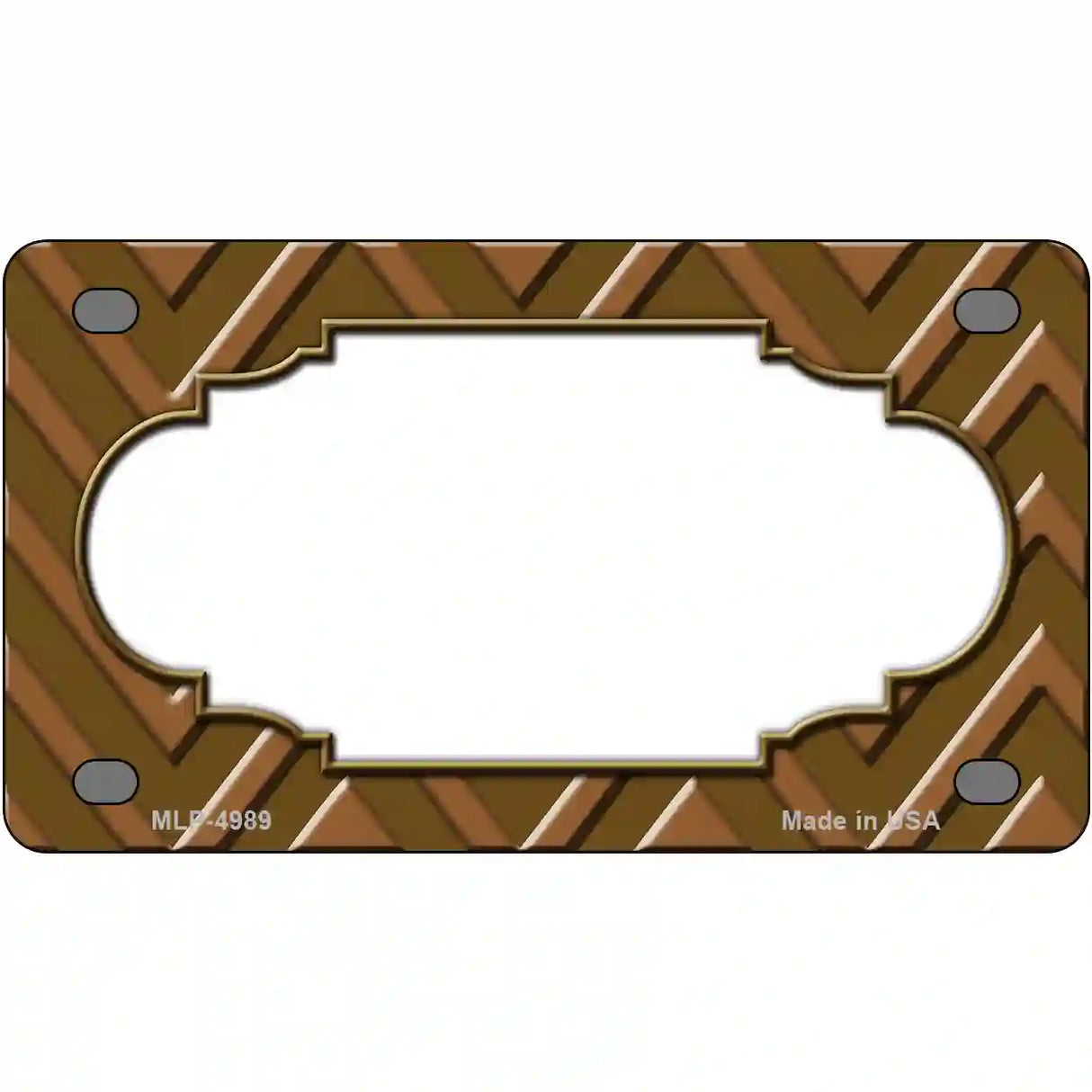 Brown Light Brown Scallop Chevron Metal Novelty License Plate 4" x 2.2" (MLP)