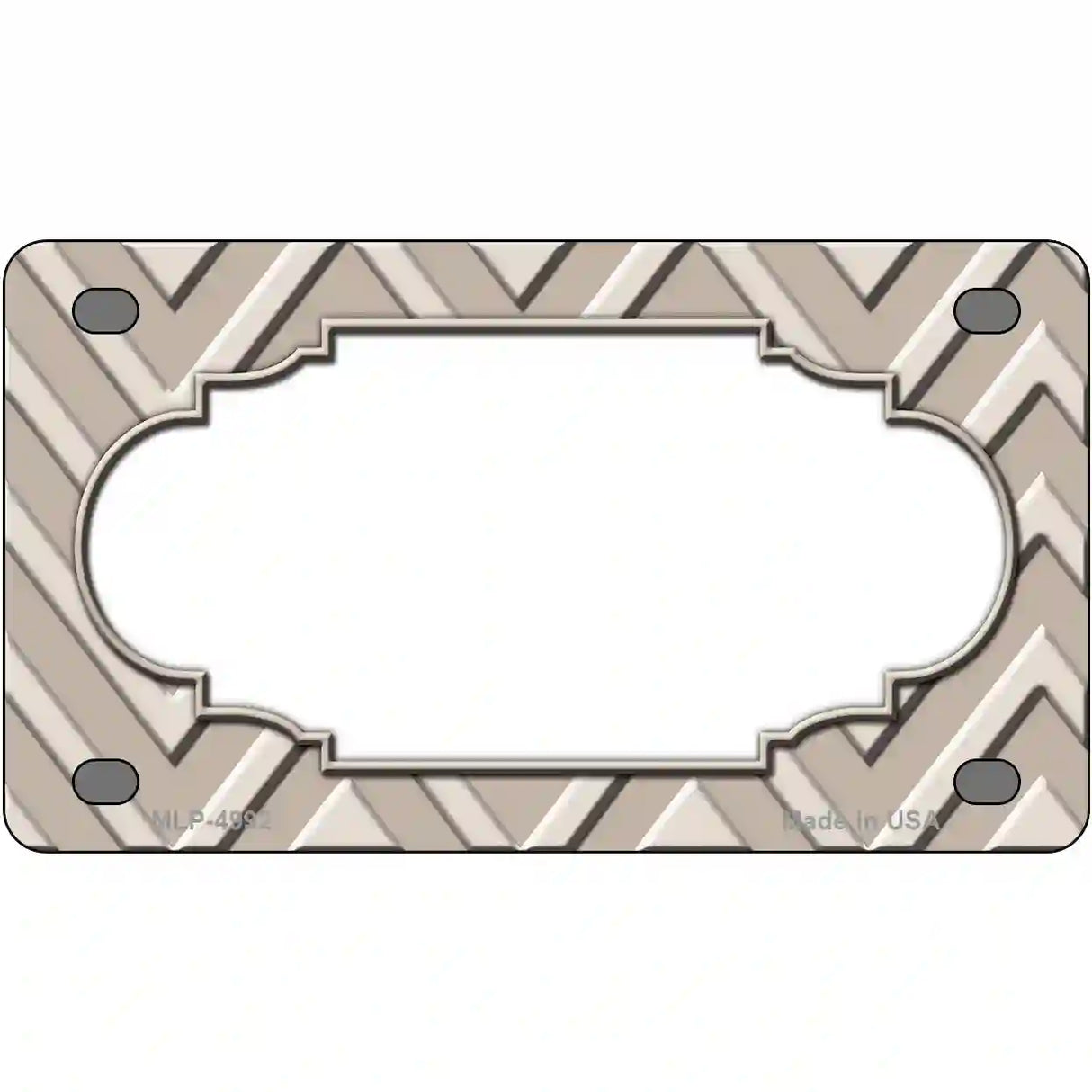 Tan Light Tan Scallop Chevron Metal Novelty License Plate 4" x 2.2" (MLP)