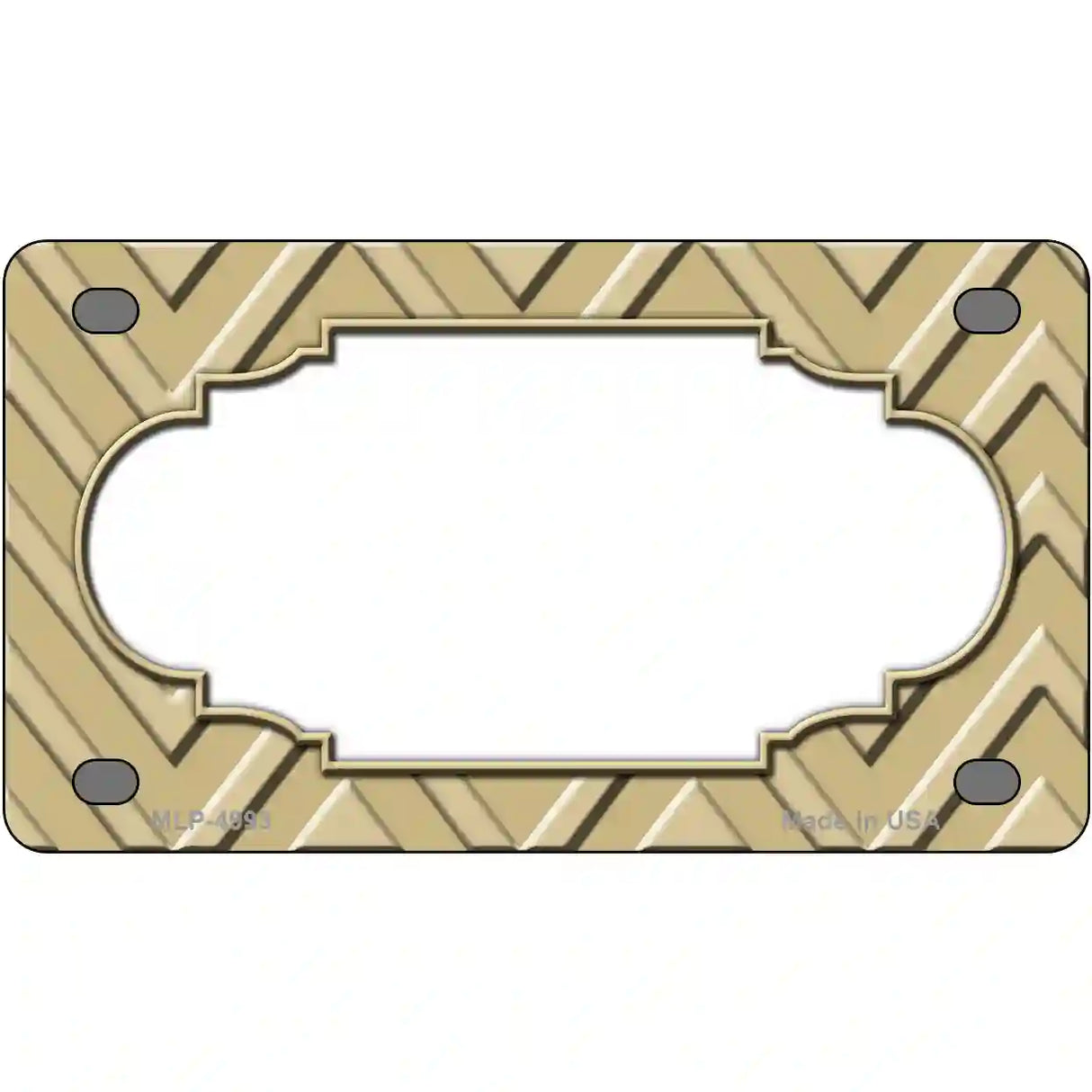 Gold Light Gold Scallop Chevron Metal Novelty License Plate 4" x 2.2" (MLP)