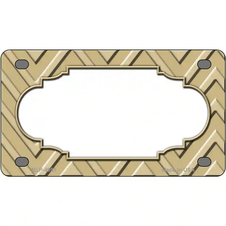 Gold Light Gold Scallop Chevron Metal Novelty License Plate 4" x 2.2" (MLP)