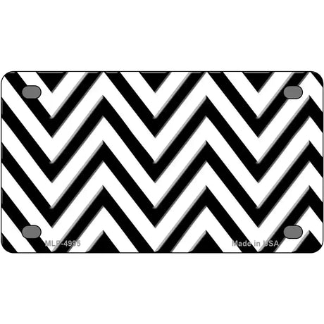 White Black Chevron Metal Novelty License Plate 4" x 2.2" (MLP)