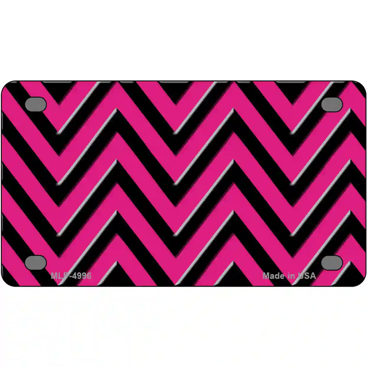 Pink Black Chevron Metal Novelty License Plate 4" x 2.2" (MLP)